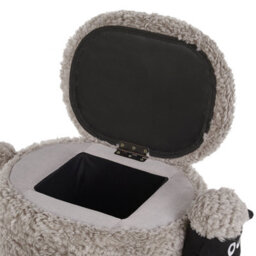 Beliani Pasture Pals Kids Grey Faux Fur Animal Stool With Hidden Storage And Rubberwood Legs - thumbnail 7