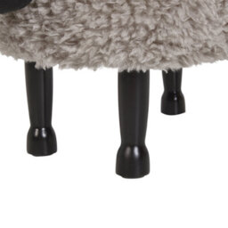 Beliani Pasture Pals Kids Grey Faux Fur Animal Stool With Hidden Storage And Rubberwood Legs - thumbnail 9