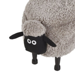 Beliani Pasture Pals Kids Grey Faux Fur Animal Stool With Hidden Storage And Rubberwood Legs - thumbnail 8