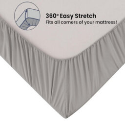 "Ameha Fitted Sheet 40Cm Extra Deep Pocket Elastic Corners Soft Microfiber Fitted Sheet 16"" (Grey,super King 180X200Cm)" - thumbnail 6