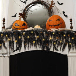 Amorly 270Cm Halloween Creepy Black Vine Garland, Faux Cedar Pine Hanging Decoration For Fireplace, Mantel, Door, Window, Party Decor - thumbnail 5