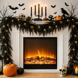 Amorly 270Cm Halloween Creepy Black Vine Garland, Faux Cedar Pine Hanging Decoration For Fireplace, Mantel, Door, Window, Party Decor - thumbnail 3