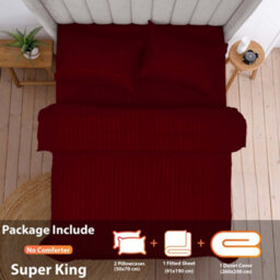 Aspire Homeware Burgundy Duvet Cover Complete Set, Reversible Modern Bedding Set, Super King (L)220Cm X (W)260Cm - thumbnail 2