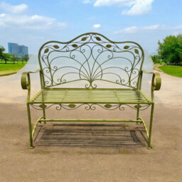 Minster 45 Inch Garden Bench - Metal - L58 X W115 X H96 Cm - Leaf Green - thumbnail 3