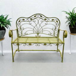 Minster 45 Inch Garden Bench - Metal - L58 X W115 X H96 Cm - Leaf Green - thumbnail 2