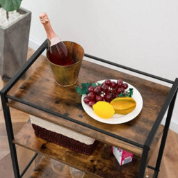 3 Tier Industrial Rolling Wooden Kitchen Serving Cart Trolley Organizer Wheel - thumbnail 3