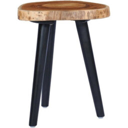 Coffee Table Round Side Solid Teak Tabletop Mango Wood Legs - thumbnail 5