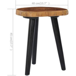 Coffee Table Round Side Solid Teak Tabletop Mango Wood Legs - thumbnail 2