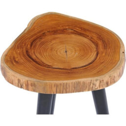 Coffee Table Round Side Solid Teak Tabletop Mango Wood Legs - thumbnail 3
