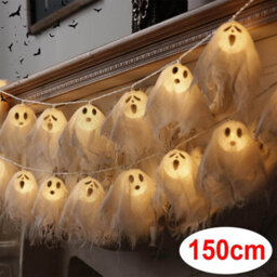 Amorly 150Cm Battery Operated Hanging Ghost Fairy Garland, 10 Led Light Up Ghost Strings, Halloween Decor For Patio & Garden - thumbnail 2