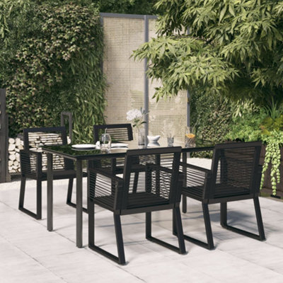 Walplus 5 Piece Garden Dining Set Black Pvc Rattan - image 1