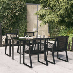 Walplus 5 Piece Garden Dining Set Black Pvc Rattan - thumbnail 1