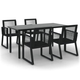 Walplus 5 Piece Garden Dining Set Black Pvc Rattan - thumbnail 2