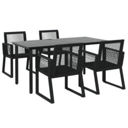 Walplus 5 Piece Garden Dining Set Black Pvc Rattan - thumbnail 3