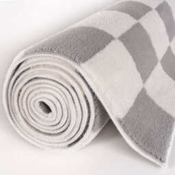The Rugs Loft Light Grey And Ivory Checkerboard Living Room Area Rug And Runners Soft Pile - thumbnail 8