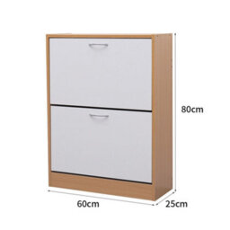 Avc Designs 2 Drawer Shoe Storage Cabinet Wooden Freestanding Footwear Rack Unit For Hallway Or Entryway (Pine & White) - thumbnail 9