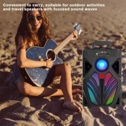 Portable Bluetooth Party Speaker With Mic Input - Heavy Bass, Rechargeable & Led Lights - thumbnail 9