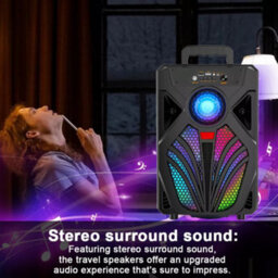 Portable Bluetooth Party Speaker With Mic Input - Heavy Bass, Rechargeable & Led Lights - thumbnail 7