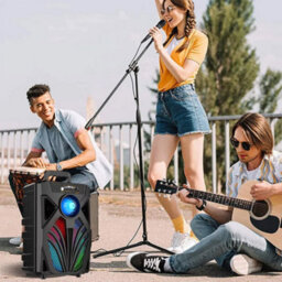 Portable Bluetooth Party Speaker With Mic Input - Heavy Bass, Rechargeable & Led Lights - thumbnail 6