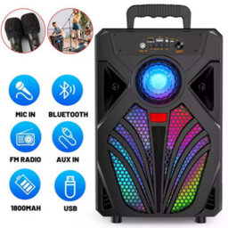 Portable Bluetooth Party Speaker With Mic Input - Heavy Bass, Rechargeable & Led Lights - thumbnail 1