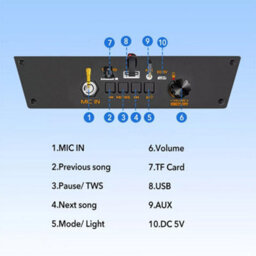 Portable Bluetooth Party Speaker With Mic Input - Heavy Bass, Rechargeable & Led Lights - thumbnail 3