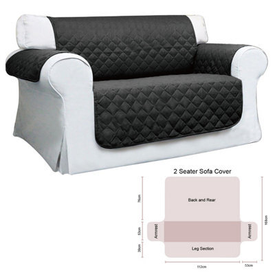 Crystals Black Two Seat Quilted Sofa Cover Pet Protector & Throw Sheet For Couch Furniture - image 1