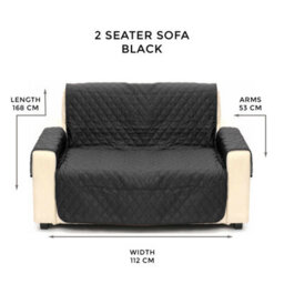 Crystals Black Two Seat Quilted Sofa Cover Pet Protector & Throw Sheet For Couch Furniture - thumbnail 2