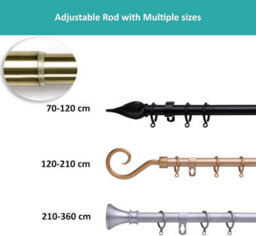 Lister Cartwright 19 mm Extendable Metal Curtain Pole Rods - Bronze (Spiral Finials, 120-210 Cm) - thumbnail 4