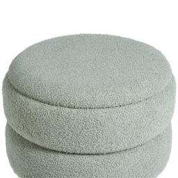 Wyld And Coco Scandinest Green Bouclé Upholstered Stool With Hidden Storage And Pine Legs, W44 X D44 X H48Cm - thumbnail 6