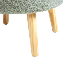 Wyld And Coco Scandinest Green Bouclé Upholstered Stool With Hidden Storage And Pine Legs, W44 X D44 X H48Cm - thumbnail 8