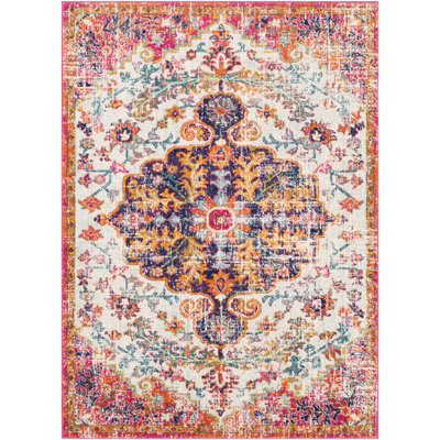 Livabliss Harput-Vintage Blue Orange Yellow Grey Traditional Boho Living Dining Bedroom Rug 160 X 220 Cm Easy Care, Non Shedding - image 1