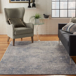 Ivory Light Blue Luxurious ,rustic Textures Modern Rug For Bedroom & Living Room-239Cm (Circle) - thumbnail 1