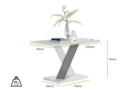 Furniturebox Monza 4 Seater White And Grey High Gloss Dining Table With Striking X Shaped Legs For Modern Sleek Dining Room - thumbnail 6