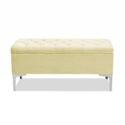 Modena Storage Ottoman Bench, Ottoman Footstool With Legs, 120Cm Plush Velvet Upholstered End Of Bed Bench, Cream - thumbnail 2