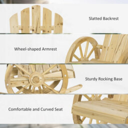 Wyld Haus Kedi Favi Natural Wood Adirondack-Style Outdoor Rocking Chair With Reclining Back, Natural Finish - thumbnail 8