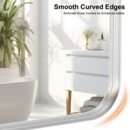 Keepreaper Bathroom Mirror Cabinet With Curved Design 2 Glass Shelves 40X60X15Cm Wall Mounted Metal Frame Bathroom Cabinet - thumbnail 6