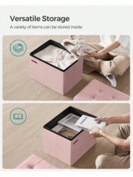 LEDREM Storage Ottoman, Foldable Small Ottoman Foot Rest, 31 X 41 Cm Foot Stool,jelly Pink - thumbnail 7