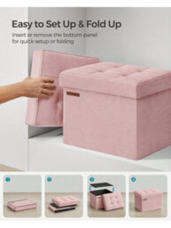 LEDREM Storage Ottoman, Foldable Small Ottoman Foot Rest, 31 X 41 Cm Foot Stool,jelly Pink - thumbnail 8