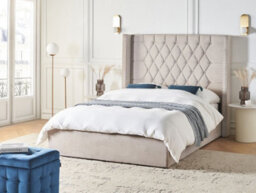 Beliani Ottoman Bed Velvet Lubbon 140 X 200 Cm (Eu Double) Taupe - thumbnail 2
