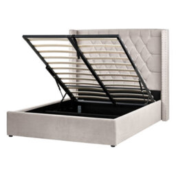 Beliani Ottoman Bed Velvet Lubbon 140 X 200 Cm (Eu Double) Taupe - thumbnail 1
