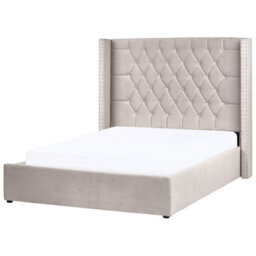 Beliani Ottoman Bed Velvet Lubbon 140 X 200 Cm (Eu Double) Taupe - thumbnail 7
