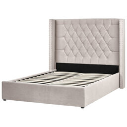 Beliani Ottoman Bed Velvet Lubbon 140 X 200 Cm (Eu Double) Taupe - thumbnail 6