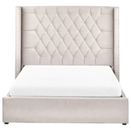Beliani Ottoman Bed Velvet Lubbon 140 X 200 Cm (Eu Double) Taupe - thumbnail 5
