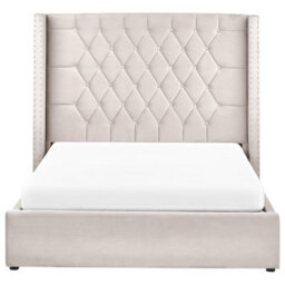 Beliani Ottoman Bed Velvet Lubbon 140 X 200 Cm (Eu Double) Taupe - thumbnail 4