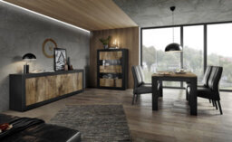 FurniComp LTD Furnicomp Selene Large 2 Door 2 Drawer Matt Black And Oak Tv Unit - thumbnail 3