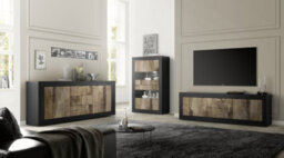 FurniComp LTD Furnicomp Selene Large 2 Door 2 Drawer Matt Black And Oak Tv Unit - thumbnail 2