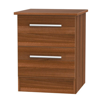 Trent 2 Drawer Compact Bedside Cabinet In Noche Walnut (Ready Assembled) - image 1