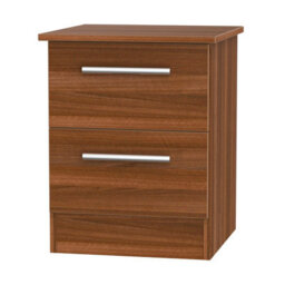 Trent 2 Drawer Compact Bedside Cabinet In Noche Walnut (Ready Assembled)