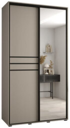 Arte Sleek Cashmere & Black Sliding Door Wardrobe H2350mm W1300mm D600mm - Space-Efficient Design With Mirrored Panel - thumbnail 1
