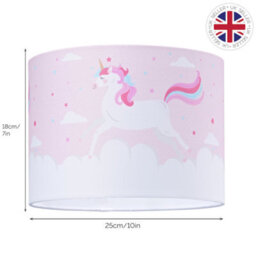 Happy Homewares Beautiful Soft Pink Cotton Lampshade With Dancing Unicorns And Clouds Decoration - thumbnail 6